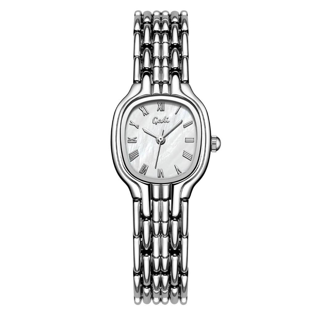 Vintage Red Oval Womens Watch With Quartz Movement For Daily Wear