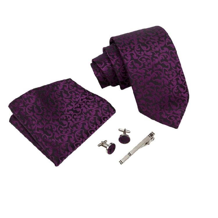 5IN1 Tie Set Formal Office Meeting Attire Neckwear Cufflinks Wedding Accessories
