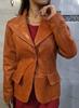 Women's Leather Blazer | Burnt Orange FORMAL Blazer, Western MEETING Party Blazer | Slim Fit Leather Coat | Gift For Winter, Christmas Gift