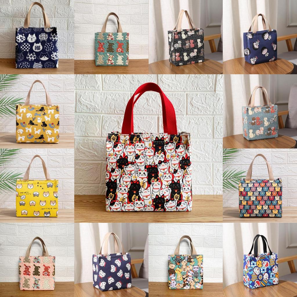 Canvas Style Insulated Lunch Bag With Handle For Students And Moms