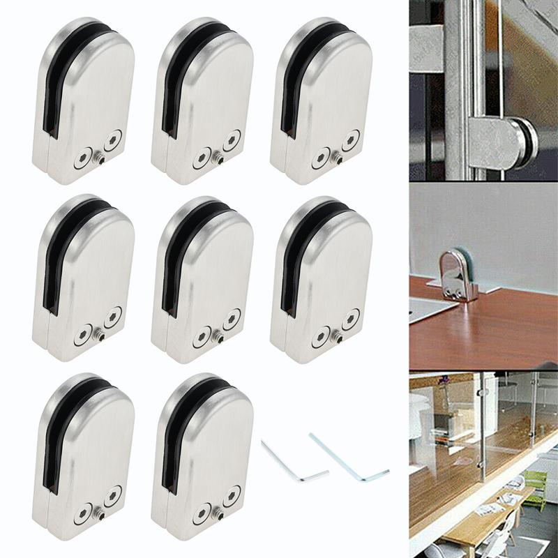 8pcs Stainless Steel Glass Clamps for 6-8mm/8-10mm/10-12mm Thickness Glass Support Brackets Clips with Hex Screwdriver
