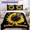 3pcs Custom Name Butterflies Sunflower Bedding Set Printed Bedding Set Duvet Cover Closure Includes 1 Duvet Cover & 2 Pillowcases Bedroom Decor
