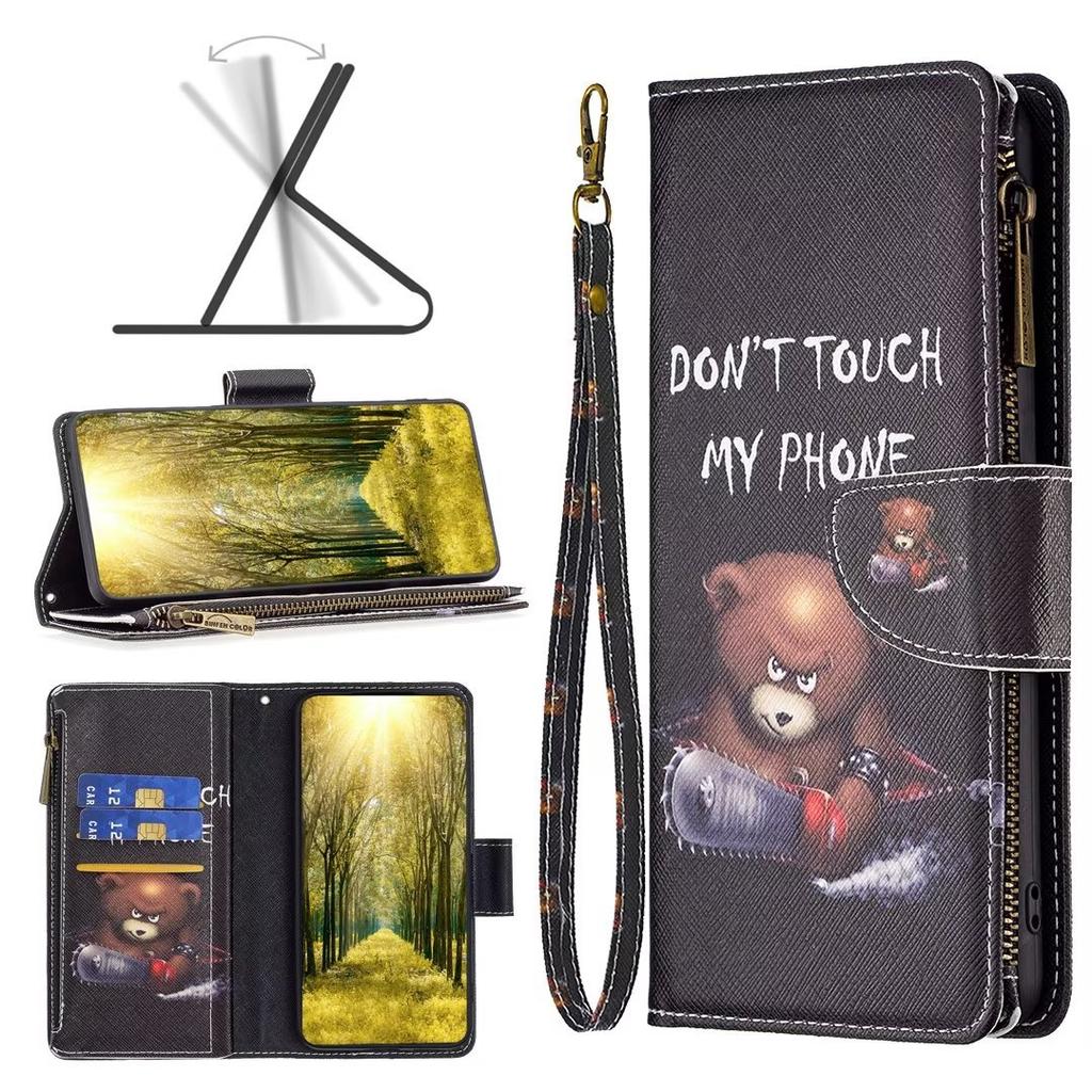 Applicable to Samsung S25 mobile phone leather case A34 painted zipper card wallet protective case Redmi Note12