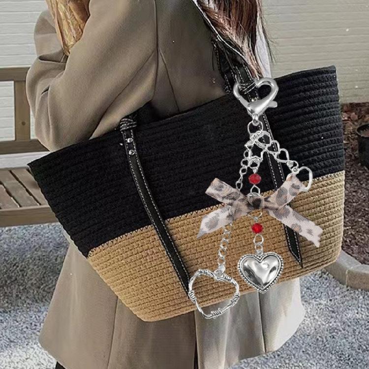 Versatile Key Ring Butterfly Bowknot Star Heart Beaded Keyring Bag Pendant Backpack Decoration for Daily Use and Parties