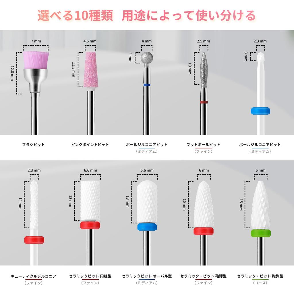 Annhua Nail Bit Nail Machine Bit 10 Types Ceramic Nail Drill Bit Polishing Nail Polish Nail Bit Set Grinding Nail Nail Drill Gel Nail Off Professional