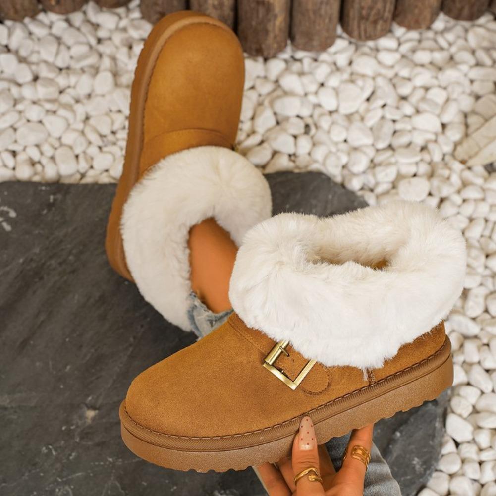 Women's Winter Snow Boots Thicken Plush Warm Cotton Suede Ankle Non-Slip Platform Casual Boot   Style Warmth