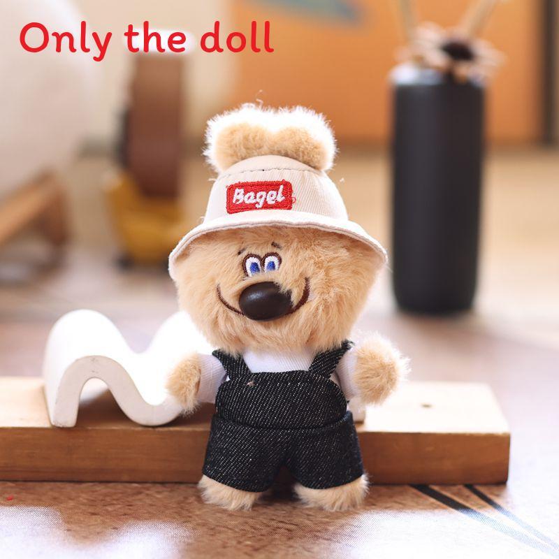 Cute Overalls Denim Hat Cartoon Bear Plush Toy Pendant Keychain For Decor Bag