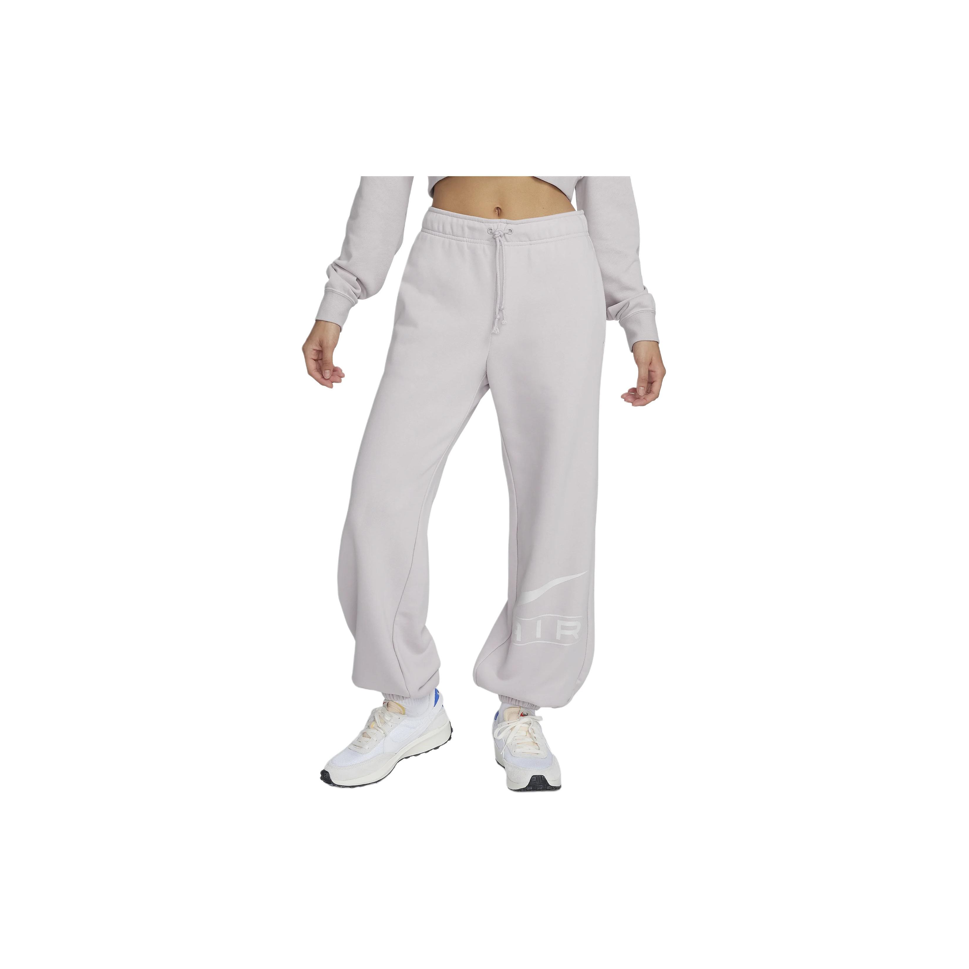 

Nike Letter Print Drawstring Cuffed Knit Sports Pants Women bottoms White Platinum Purple FN1903-019 XL