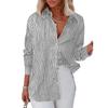 Women's Striped Button Down Shirt Long Sleeve Casual Loose Fit Office Blouse For Women