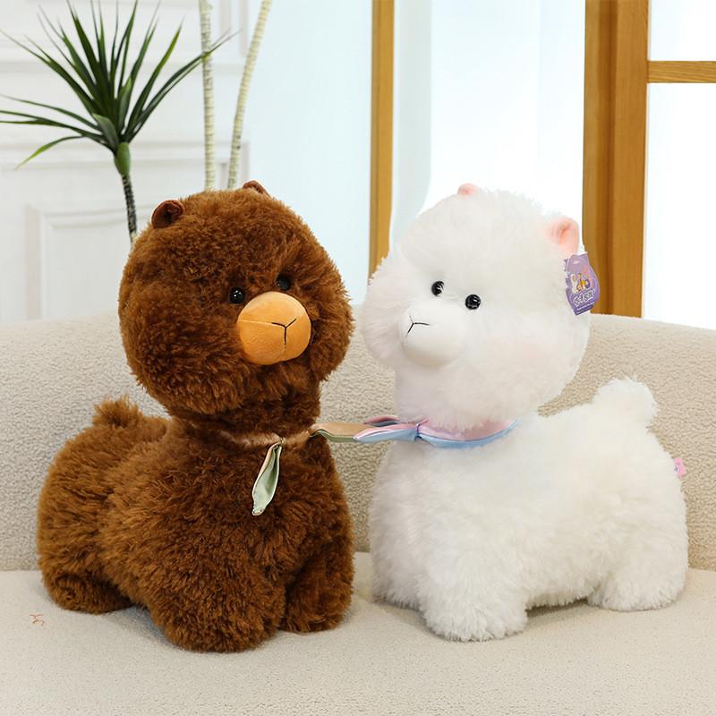 Stuffed Alpaca Animal Plush Toy Short Velvety Fur Kids Room Decor Plush Doll