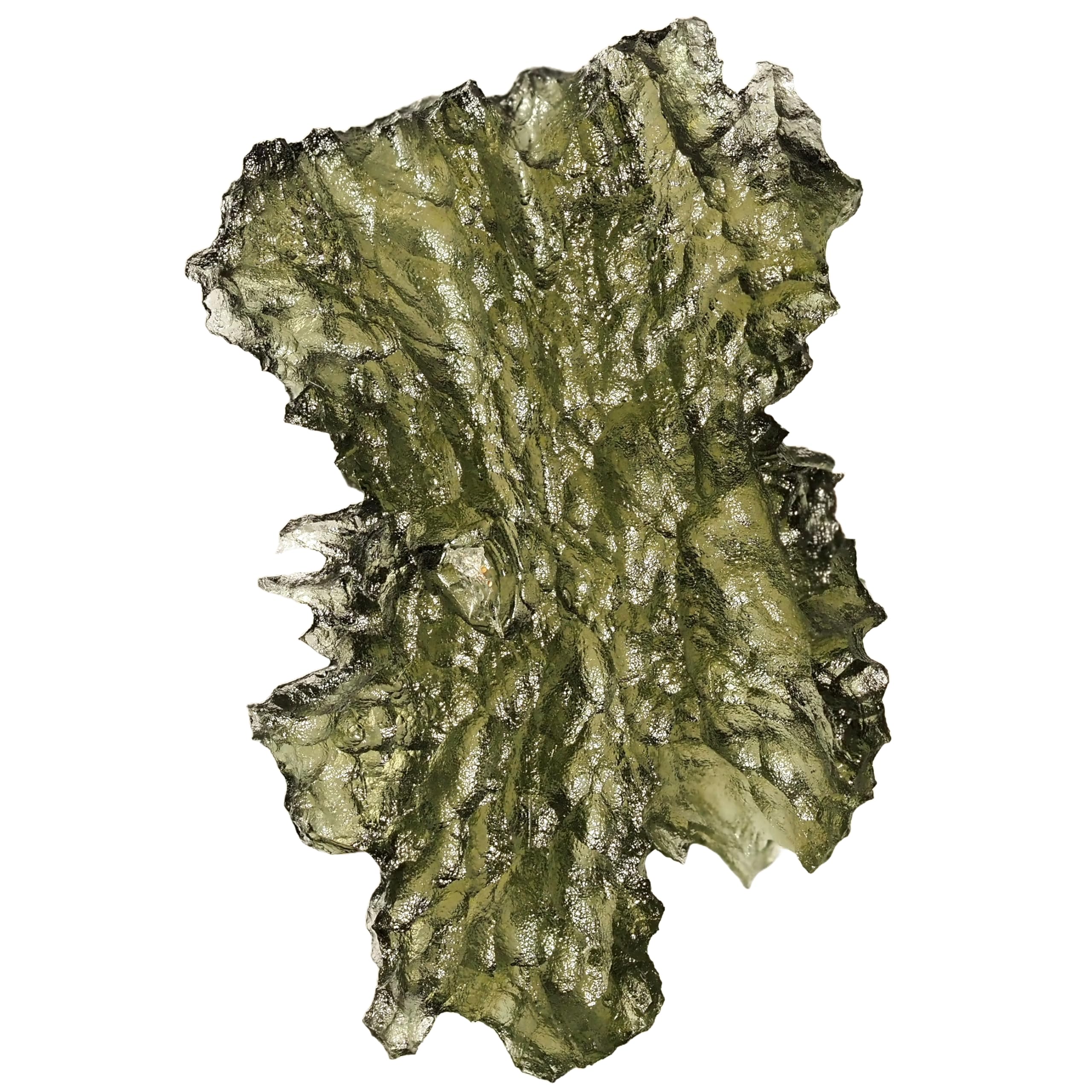 stone Natural Glass Moldavite Czech Republic Specimen Raw [N2 Natural] (moldavite/tektite) - - (88  One-of-a-kind  stone Approx. 1.9g, 25x17x5mm)
