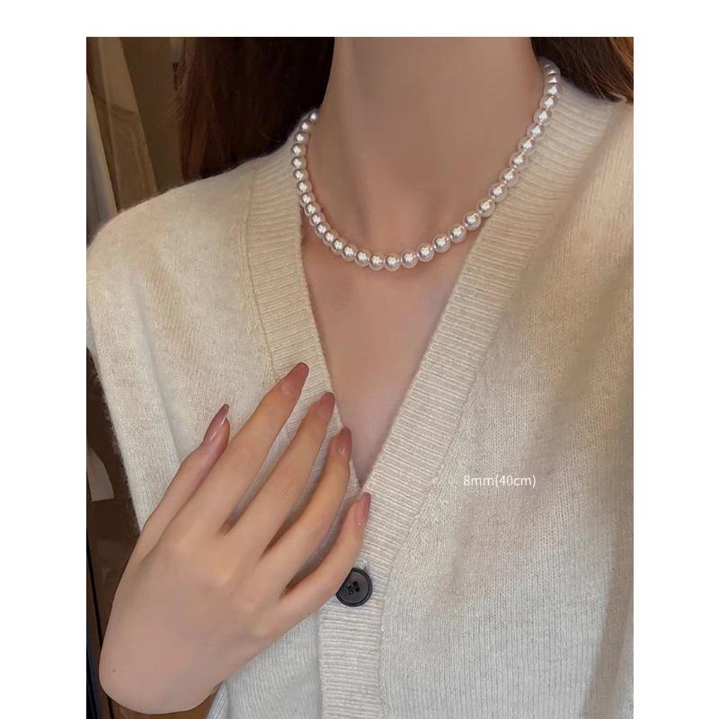 small rice bead pearl necklace women's new popular light luxury niche pearl collarbone chain can be stacked