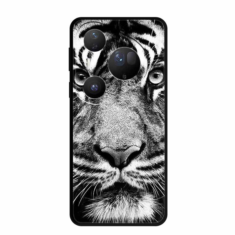 For Huawei Pura 80 Ultra 5G Case Wolf Tiger Lion Cat Black Silicone Soft Phone Case For Huawei Pura80 Ultra Back Cover Case Para