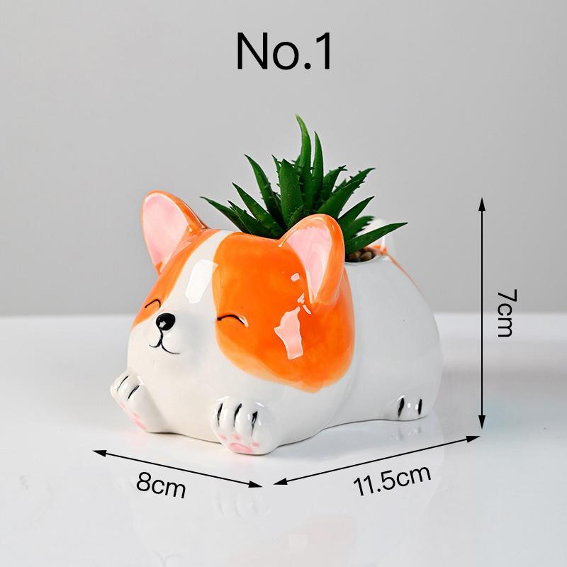 Süßer Corgi Blumentopf Sukkulenten Topf Keramik Pflanzgefäß Schreibtisch Dekoration Heimdeko