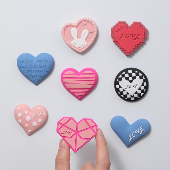 4Pcs Fridge Magnets Three-dimensional Heart-shaped Creative Styling Strong Adsorption Multiple Use Home Decor Lovely Color Heart Creative Magnetic