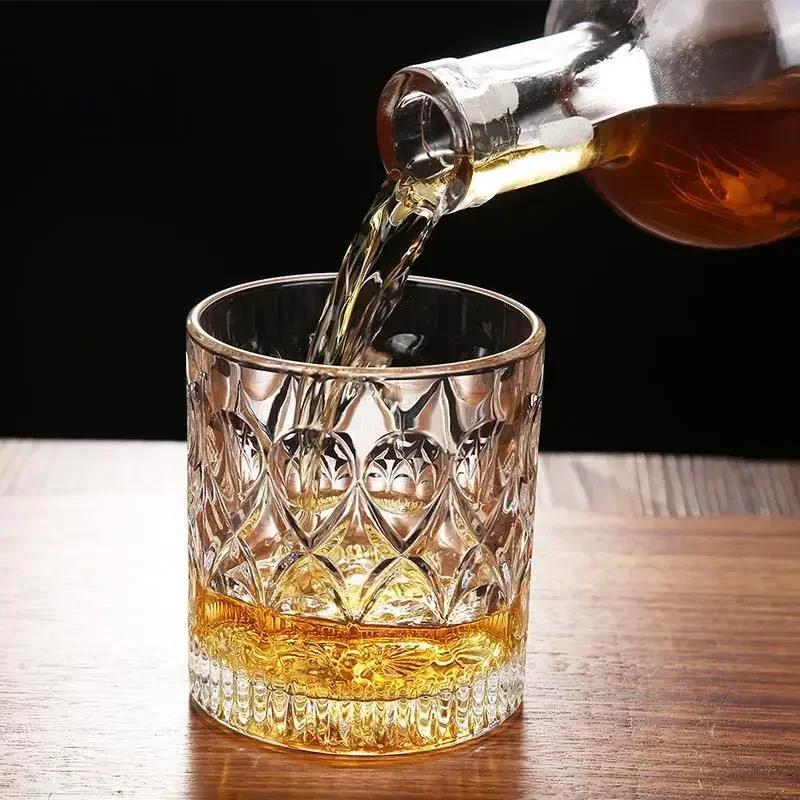 360ml Retro Wine Cup Wholesale Solid Color Relief Cup Drinkware Whiskey Glass Bar Classical Cocktail Crystal Glass Beer Cup