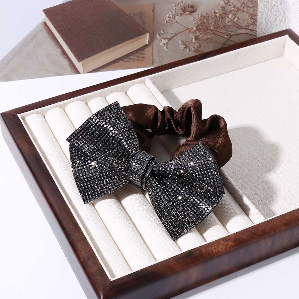 Rhinestone Rubber Band Bow Knot Scrunchies Korean Style Hair Rope Ponytail Holder Women Hair Ring