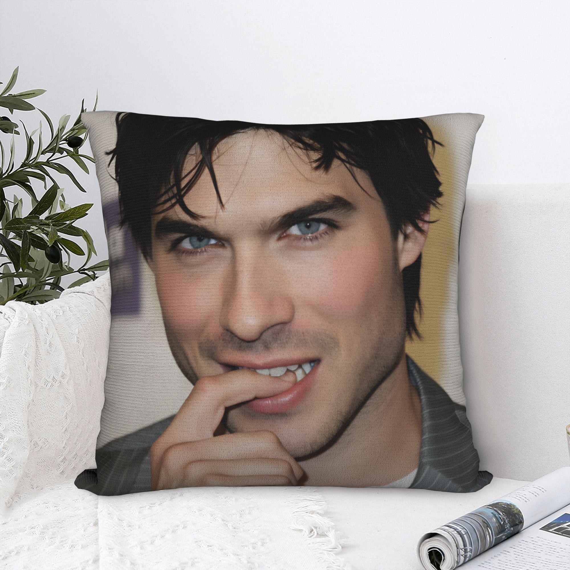 Fine Glasses Unisex Pillow Cover Damon Salvatore The Vampire Diaries Funny Pillow Case For Sofa Couch Bed Living Room Pillowcases