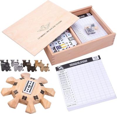 Mexikanischer Domino-Zug D12 Deluxe – Box aus Buchenholz – inklusive Zubehör
