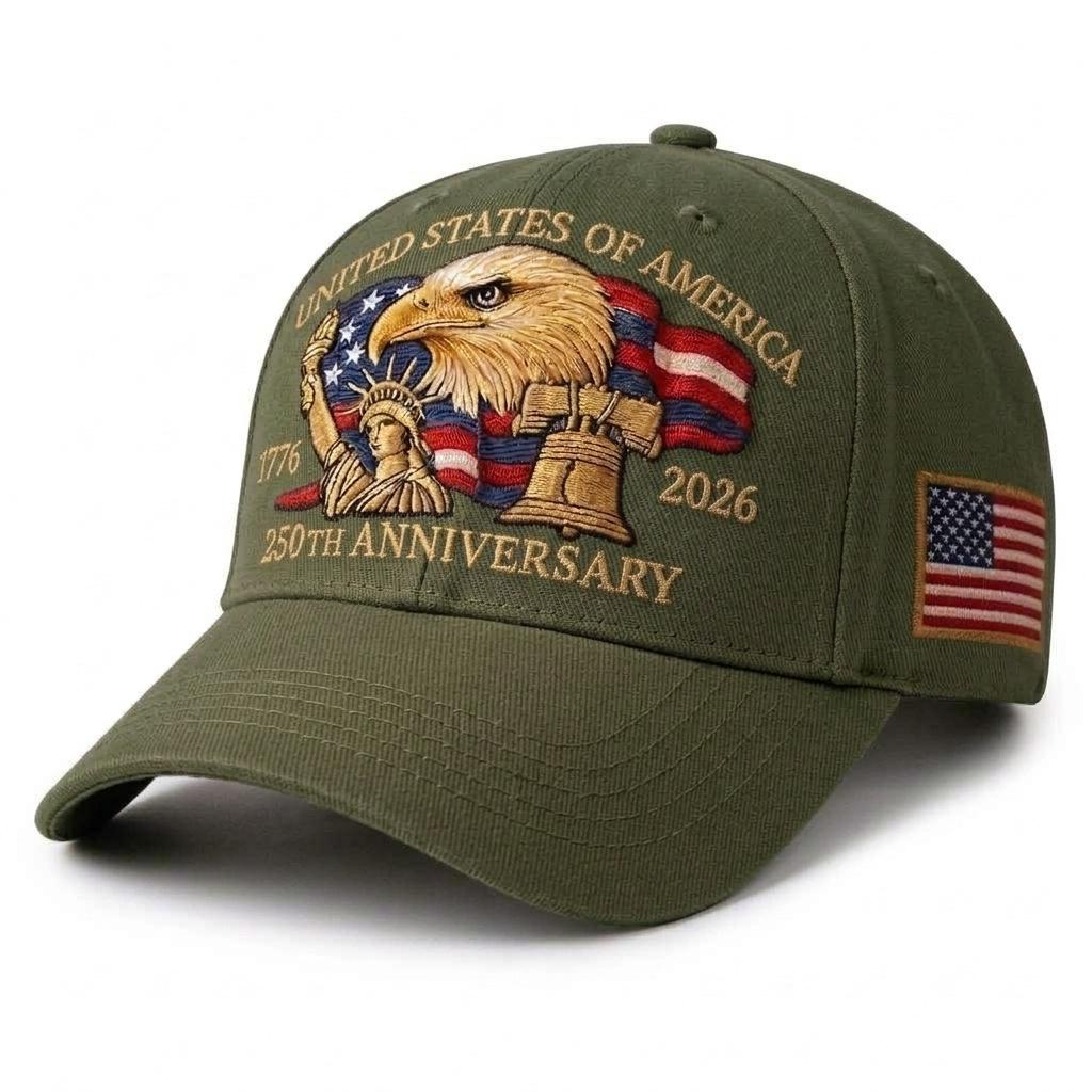 Limited Edition 250th Anniversary USA Eagle & Statue of Liberty Embroidered Baseball Cap, Unisex Adjustable