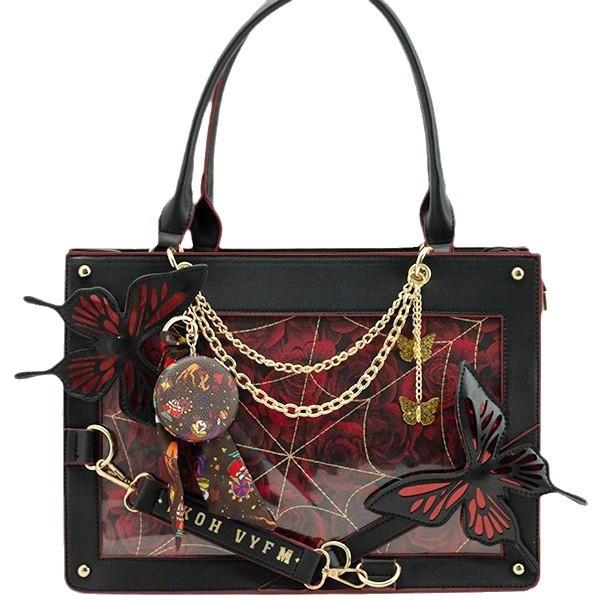 Dark style maze butterfly pain bag Toth girl holding the cross-body bag