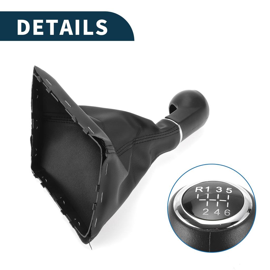 TUCKBOLD Gear Shift Knob and Cover for Opel Corsa Black Plastic Faux 1pc 6-Speed 2007-2014, Leather, Durable,