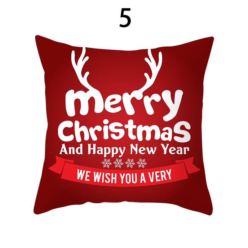 Merry Christmas Cushion Cover Xmas Pillowcase Happy New Year Navidad Santa Claus Red Pillow Cover Ornament Gifts Home Decor