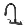 304 Stainless Steel Faucet Hot and Cold Kitchen 8inch Dual Hole Dual Handle Pull-Out Faucet Kitchen Sink