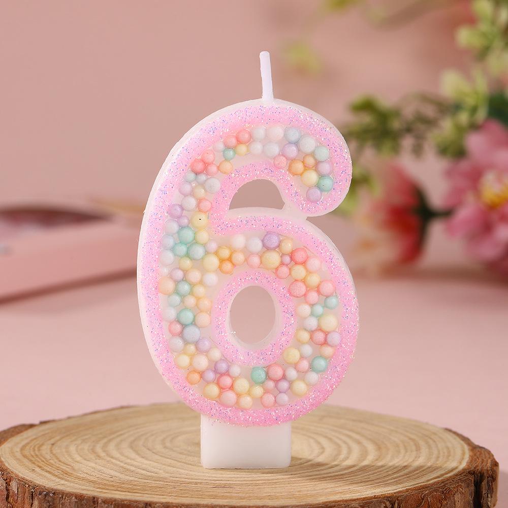 Creative Pink Foam Balloon Candle - Macaron Number Birthday Cake Decoration