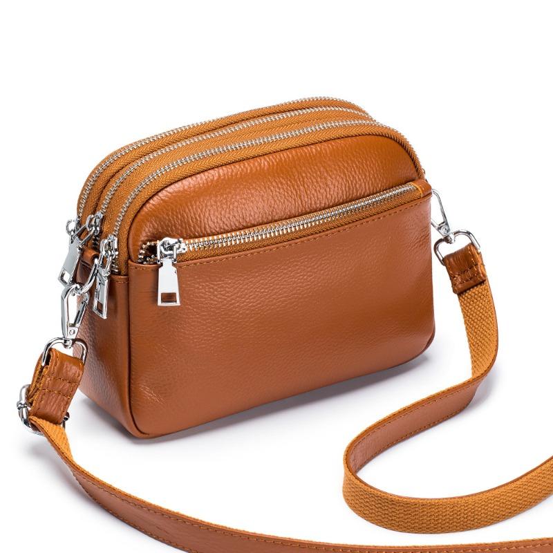 Leather Fashion Mother Bag New Three Zipper Mobile Phone Bag Messenger Bag Women's High-end Single Shoulder Women's Bag Large Capacity