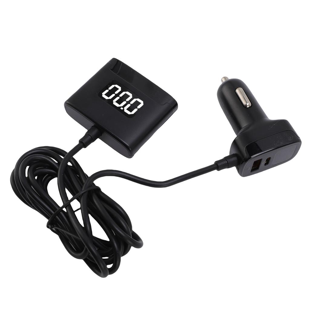 78W USB C Car Charger 5 Port PD30W Fast Charging Car Phone Charger with Dual Digital Voltage Display 4.9 Ft Extention