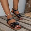 Large Size Summer New Cross-strap Fashionable Flat-bottomed Beach Sandals European and American Women's Shoes