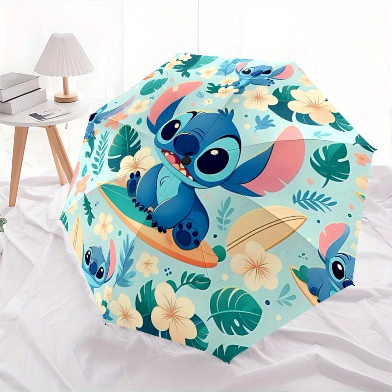 1pc Stitch Flower Automatic Open/CloseUmbrella-CuteUmbrella with Cute Design, Portable 3-Fold Compact Umbrella for Men & Women, Valentine's