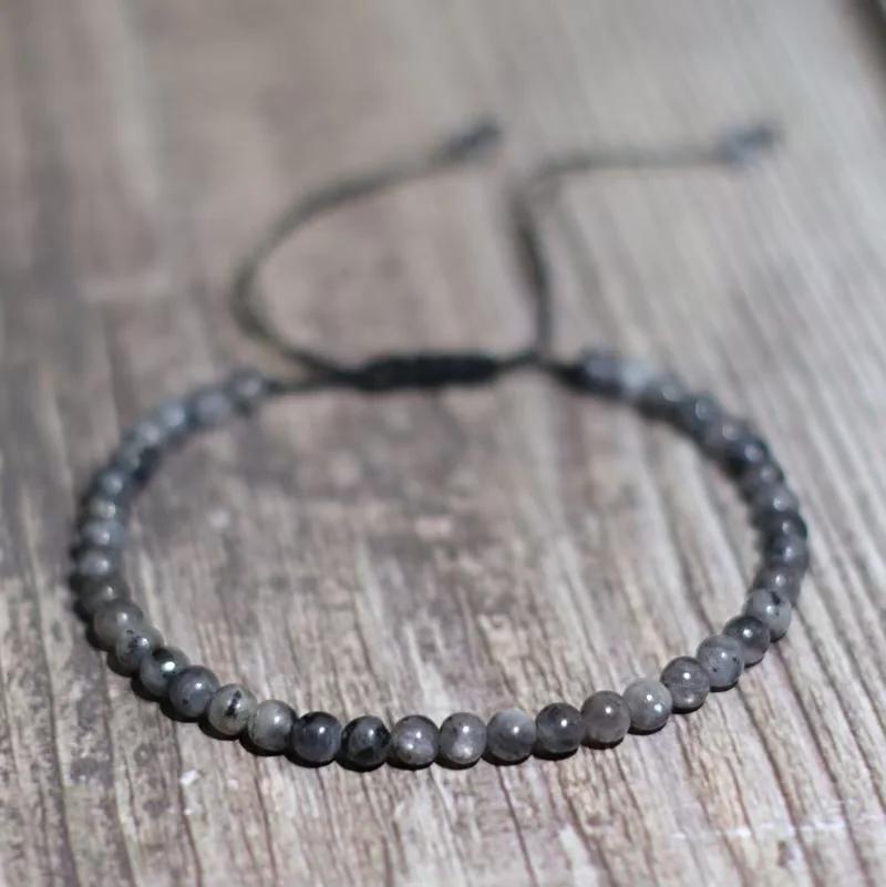 Moda 4mm Doğal Taş Bileklik Erkek Kadın El Yapımı Örgülü Ayarlanabilir Bileklik Küçük Kaplan Gözü Howlite Akik Boncuklu Bileklik