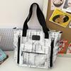 New new Chinese large-capacity messenger bag, ink painting, national style, retro shoulder tote bag, transparent pain bag for students in class