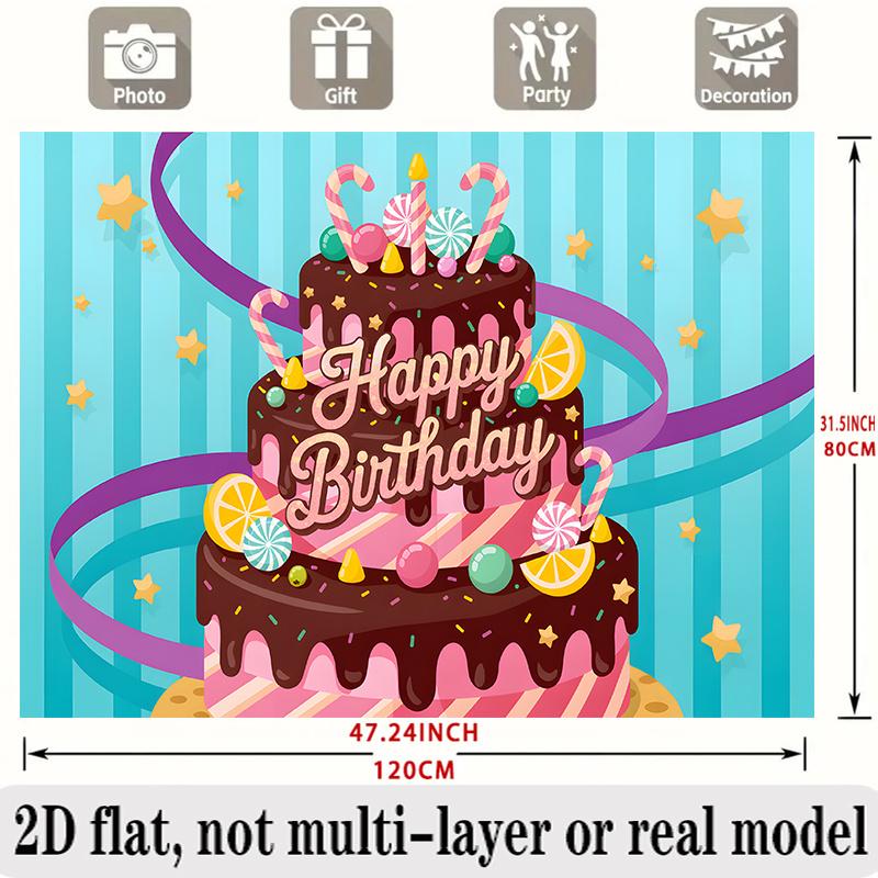 Party Backdrop Cake Flat Backdrops Birthdays Event Backdrop Decoration Birthday Party Decor