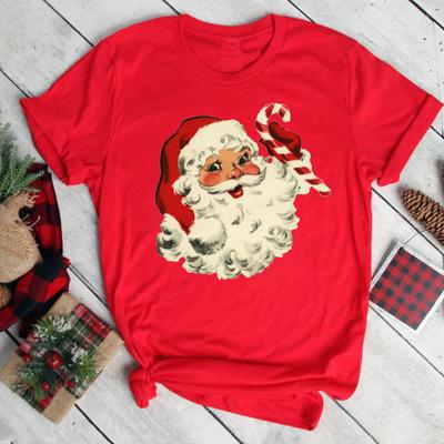 2025 Roupas com Estampa de Papai Noel para Mulheres Natal Anos 90 Moda Divertida de Feriado Desenho Animado Tops Camiseta Senhoras Feminino Camiseta Gráfica