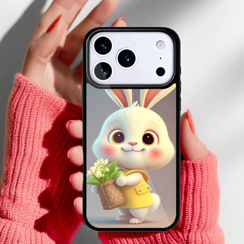 Cartoon Rabbit Bunny Phone Case for iPhone 17 16 15 14 13 Pro Max Back Cover for 12 11 Pro Coque