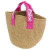 Bag Tote Bag Brown Pink Basket Bag Kids KIDS Mifuko Collaboration Grosgrain Ribbon Trim C20045 49L [Chloe] Women's [Item]