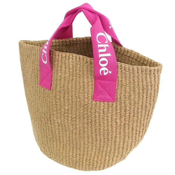 Bag Tote Bag Brown Pink Basket Bag Kids KIDS Mifuko Collaboration Grosgrain Ribbon Trim C20045 49L [Chloe] Women's [Item]