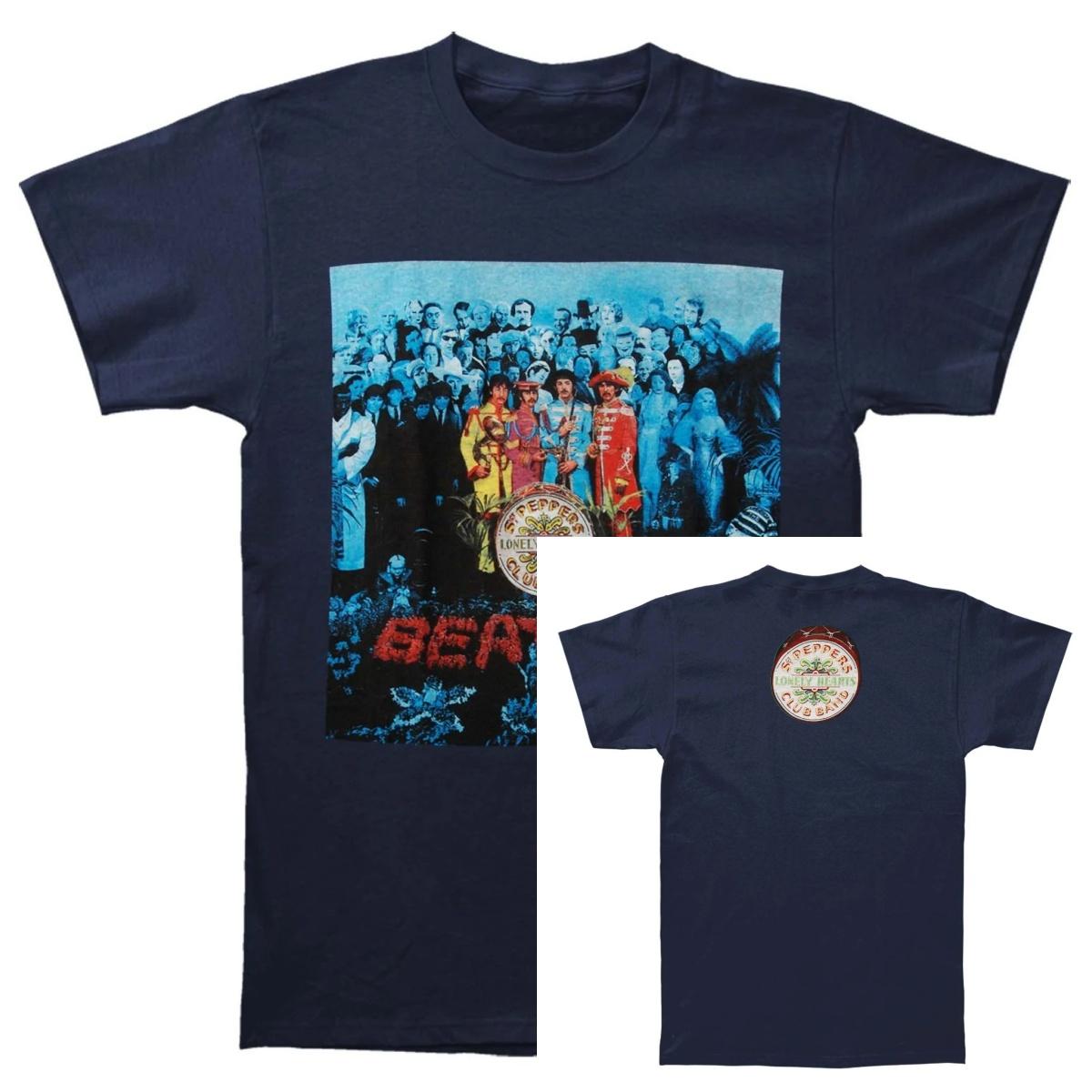 Beatles Sgt Pepper Blue and Black Slim Fit T-shirt High-end Luxury Is for Both Men and Women Top Y2k 2026 Summer 2XL