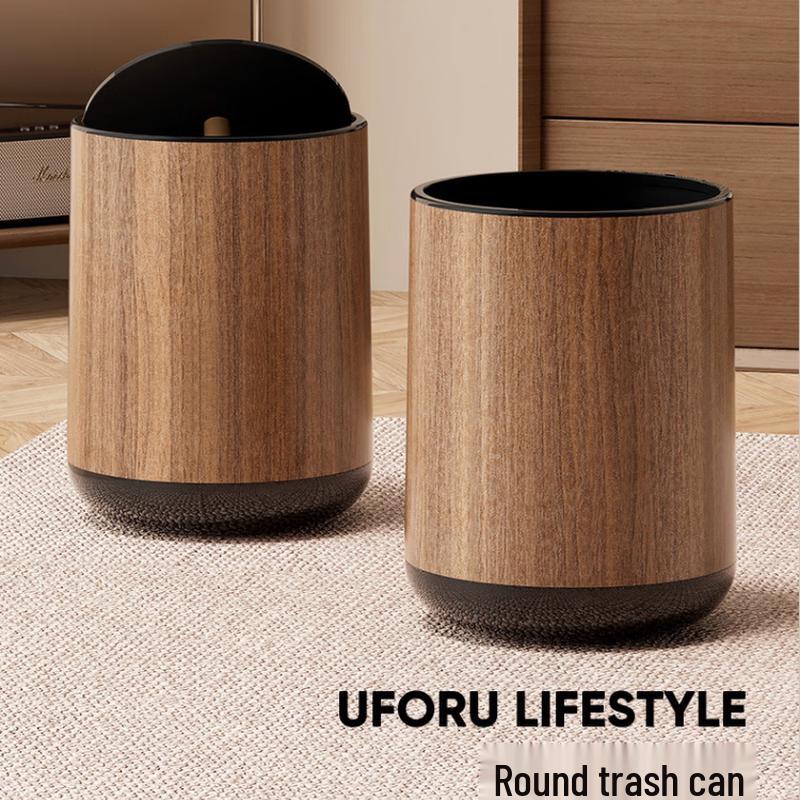 Pinhuan Wood Grain Lidless Trash Can