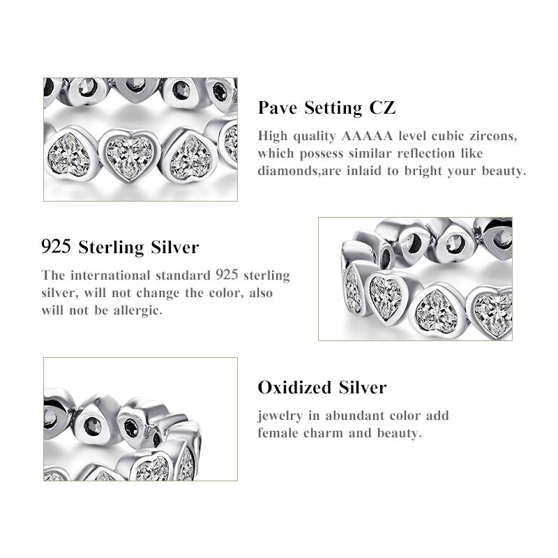 Modian Cubic Zirconia Jewelry 925 Sterling Silver Love Hearts To Hearts Ring Eternity Simulated Ring Bands Jewelry For Women