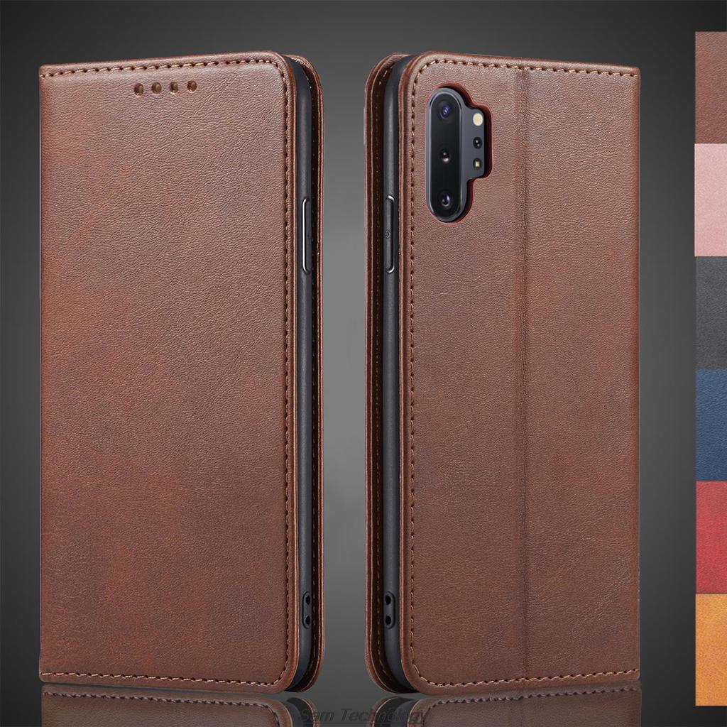 Magnetic Attraction Leather Case for Samsung Galaxy Note 10 Plus / Note10+ 5G Holster Flip Cover Wallet Phone Bags Fundas Coque