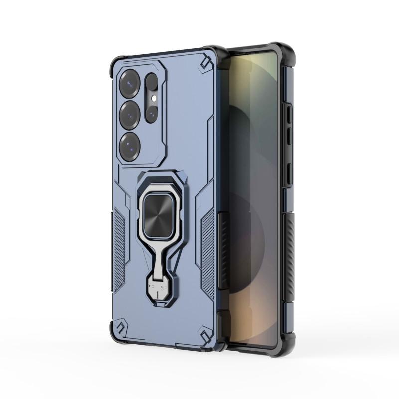 For Samsung Galaxy S25 Ultra Phone Case WANLONFENG PC TPU Back Cover Kickstand with Tempered Glass