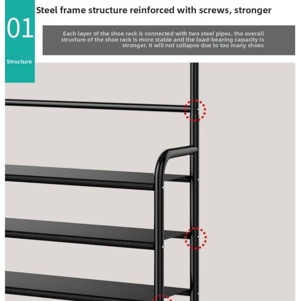 Multi-Layer Coat Rack 3-in-1 Metal Construction Shoe Rack Organizer Multifunction Freestanding Coats Hat Shelf Home Organization