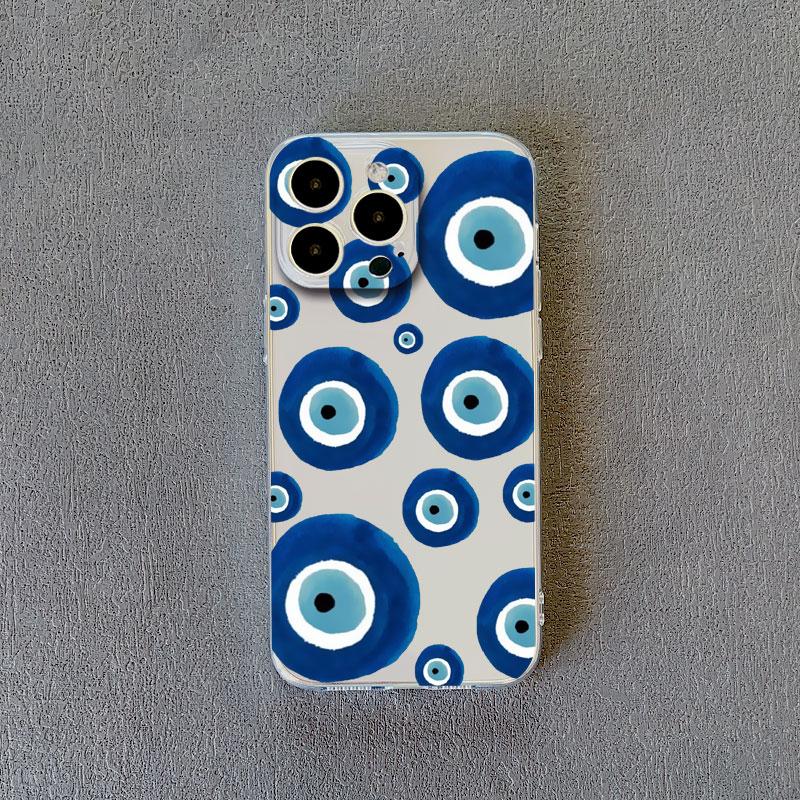 Gorgeous Eyes Blue Evil Eye Print Phone Case For IPhone 14 Plus Pro Max 12 13 11 Pro Max Mini X XR XS Transparent Back Covers