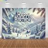 Winter Wonderland Snow Scene White Forest  Photography Background  Supplies Christmas Party Decor Photo Backdrops DE-01