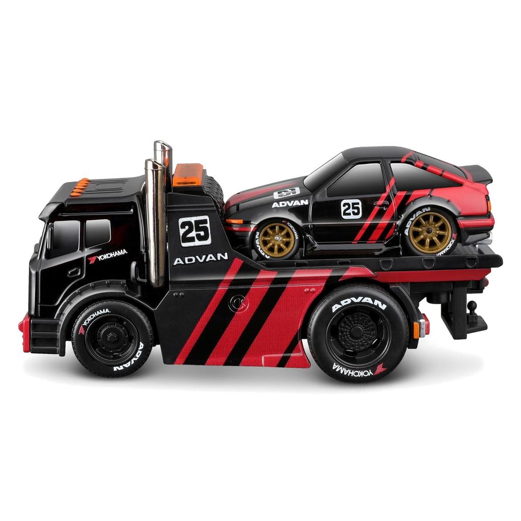 Maisto Muscle Machines Muscle Transporter Miniature Car Diecast Car Finished Product Toyota Trueno Sprinter 1/64 / (JDM Flatbed/1983 - Black/Red