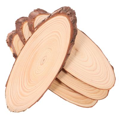 4pcs Oval Natural Wood Slices Unfinished Wood Pieces Bark For Wood Burning, Painting, Christmas Tables Centerpieces Coasters